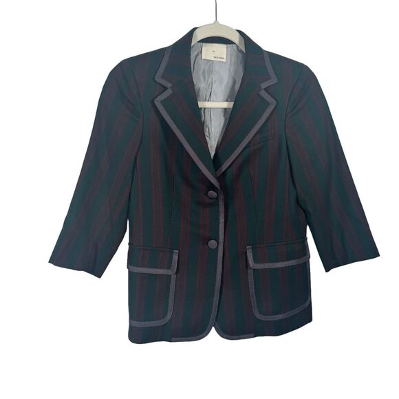Boy. Band of Outsiders Schoolboy Blazer Green Red Striped Womens 2 US Small (4) - Picture 1 of 7